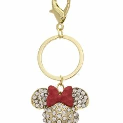 Wholesale 🎉 Disney Keychain - Minnie Mouse Icon Crystal - Gold 🔔