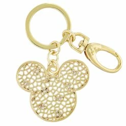 Brand new 💯 Disney Keychain - Mickey Mouse Webbed Icon - Gold ✔️