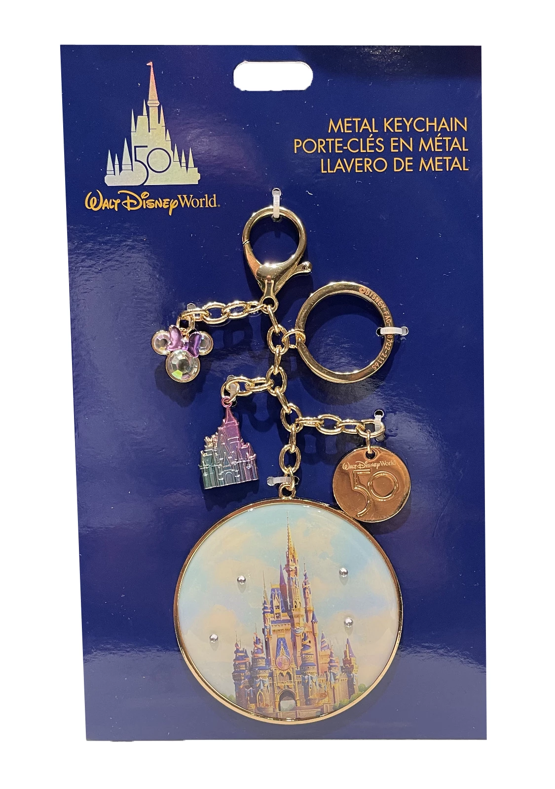 Outlet ⭐ Disney Keychain Bag Clip - 50th Anniversary - Castle With Charms ???? 3 Outlet ⭐ Disney Keychain Bag Clip - 50th Anniversary - Castle With Charms ????
